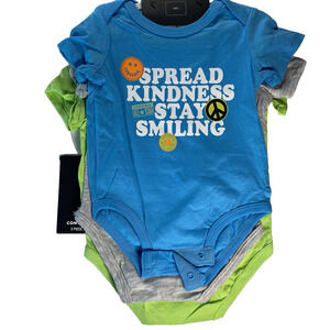 3 Pack Infant Converse Baby Bodysuits 0-6 Months Boy or Girl One Piece NEW